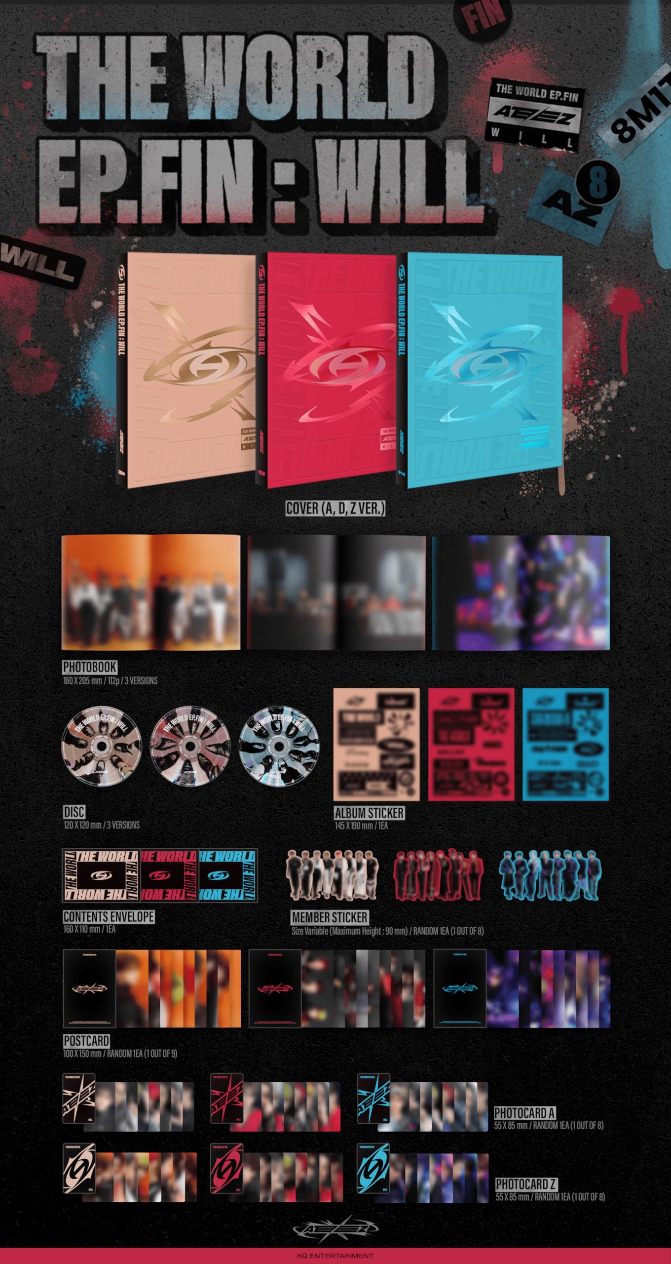 Amazon.com: ATEEZ THE WORLD EP.FIN : WILL Album [A VER. + DIARY